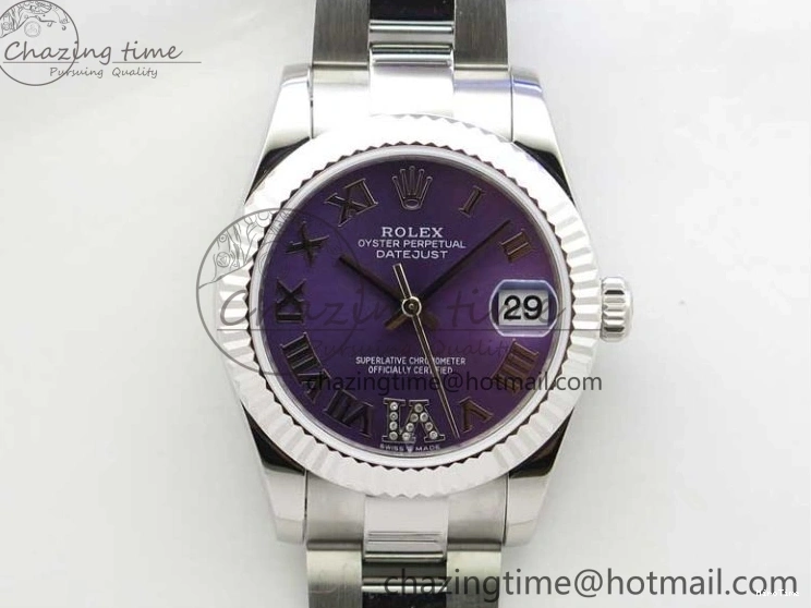 MiroTime 0429 Datejust 31mm 278271 SS BP Maker Best Edition Purple Roman Dial on Oyster Bracelet Modern 2752
